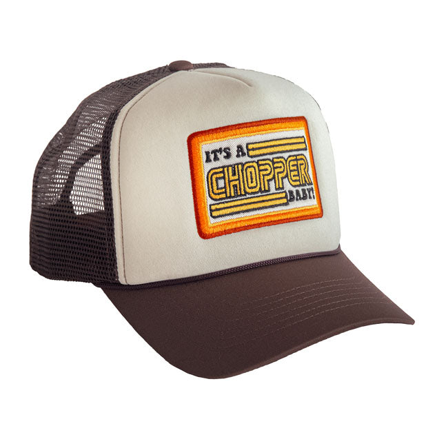 13 1/2 "It's A Chopper Baby" Trucker Keps Beige